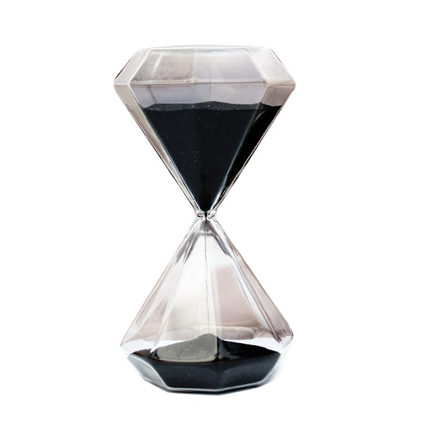 Diamantformet glas timeglas - Kreativ gave, romantisk, køkken, kontor, dekoration, jul, fødselsdag 5 minutter sort
