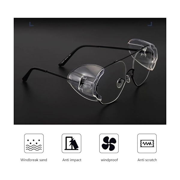 Sidebeskyttelse til sikkerhedsbriller, 3 par transparente og fleksible sikkerhedsbriller, egnet til 12 mm og mere briller