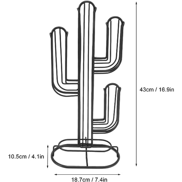 Podholder, Kaktusformet Kaffepodholder Hjem Sort Jern Kaffe Kapsel Opbevaringsholder Organizer, Kan Holde 48 Kaffepods