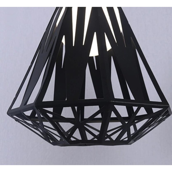 Pendant light, chandelierNorth American creative personality iron diamond chandelier single head (black, without bulb)