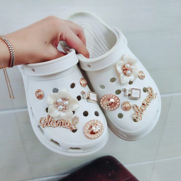 (ekskl. sko) 12 stk. krystaldiamantsko Clog sandal dekoration, rhinsten blomst designer søde smykker sko tilbehør, kvinders fødsel