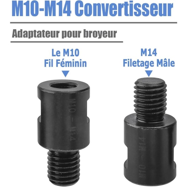 2 stk. adaptere M10 hungevind med m14 hangevind konverter M10 til m14 hungevind adapter M10 til m14 han til vinkelsliber elektrisk værktøj