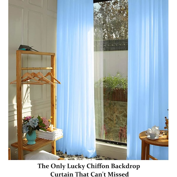 2 paneler 0,7*3m blå bryllup chiffon bakgrunnsgardin bryllupsdekorasjon