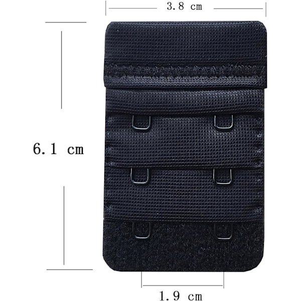 Sorte Damebh-Forlængere, 3-pak, Bløde og Komfortable, 2 Kroge, 6,1 cm x 3,8 cm