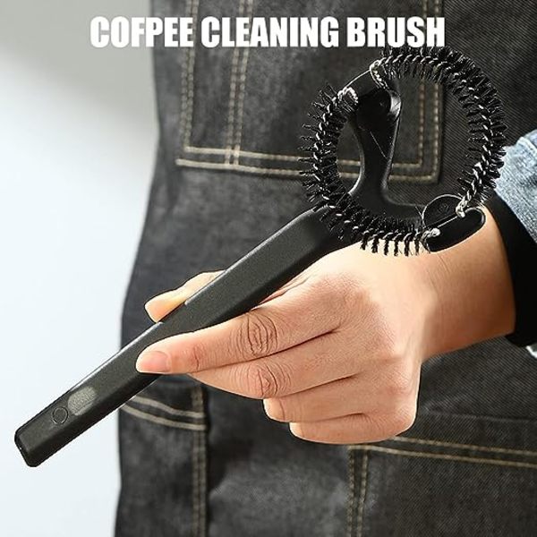 Espresso-kahvikoneen puhdistusharja, kahvikoneen puhdistusharja irrotettava pyöreä kyynärpää lyhyt kahva kahviharja puhdistustyökalut (58 mm)