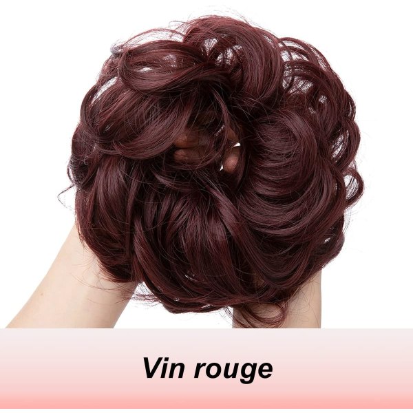 Wine Red-Hair Suuret hiuslisäkkeet Kihara Wavy Scrunchie Natural Hair