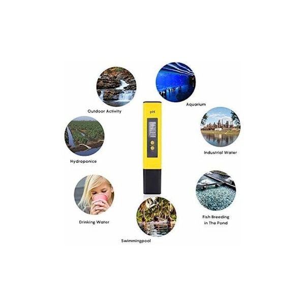 Digitalt PH-meter, Bærbart digitalt PH-testerlæser 0,01pH opløsning, Test med 0-14 pH måleområde med ATC til drikkevand, akvarier, hydro