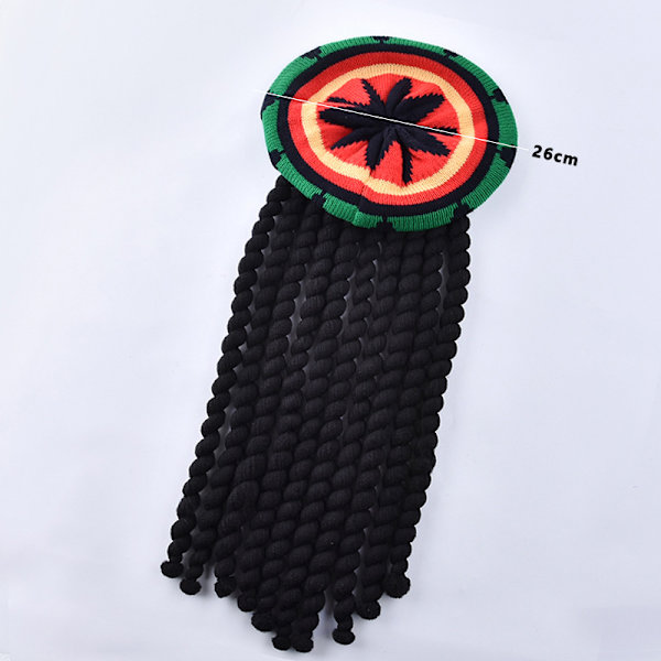 Rasta-hat med sorte dreadlocks - Jamaicansk dreadlocks-paryk - Rasta-hue