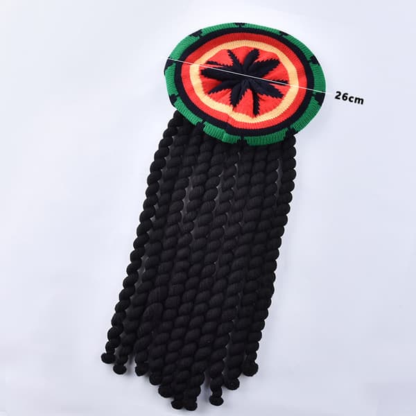 Rasta-hatt med svarta dreadlocks Jamaicanska dreadlocks peruk Rasta perukmössa