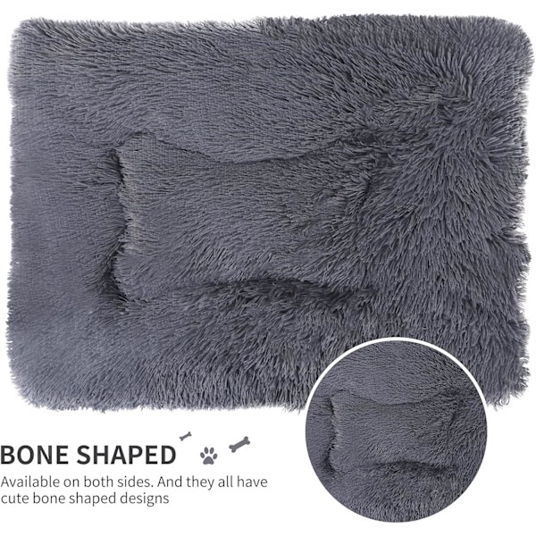 Maskinvaskbar Hundematte Dobbeltsidig Hundebeddy Teppe Brukbar Kjæledyrbed (S 56/36CM, Mørk Grå)