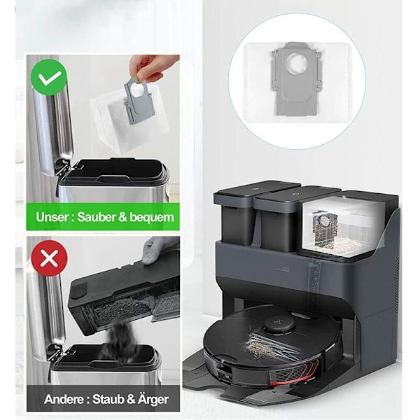 Set med 8 dammsugarpåsar för robotdammsugare Roborock för Roborock G10s Pro S7maxv Uitra sopmaskinstillbehör