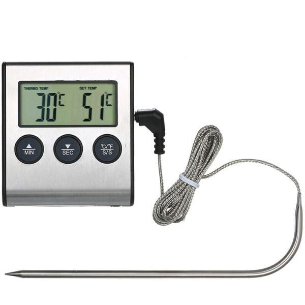 Matlagnings termometer med larmtimerfunktion, 0~250°C, mattemperaturmätare för kök BBQ