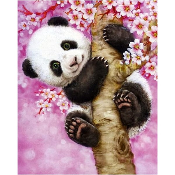 5D diamantmalingssett, diamantbroderi, tallmaling, diamantmaling, søtt panda-mønster - ideell for dekorasjon 30 x 40 cm