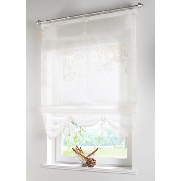 Valkoinen, LxK 140 x 155 cm rullaverho 1 kpl silmukoilla, verhot, keittiö, läpinäkyvä, verho silmukoilla, verhot, moderni voile