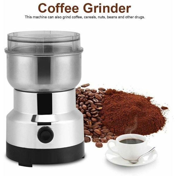 220V elektrisk kaffekvern, kaffebønneknuser mat rustfritt stål knuser kaffekvern og elektrisk mikser for kaffekorn linfrø nøtter krydder og annet