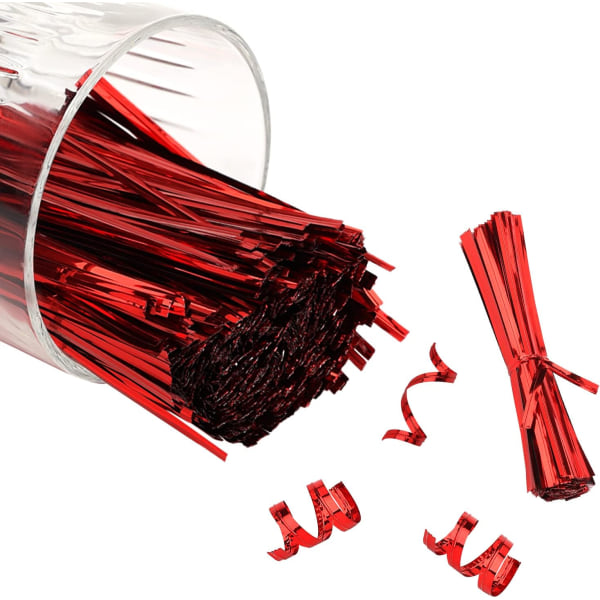 800 Pieces 10cm Metallic Twist Ties, Twist Ties for Coffee Bags Candy Bags Snacks Cakes Party Supplies (Red)，Christmas Atmosphere Embellishment