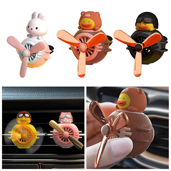 Bil Luftfräschare Luftventilfäste Roterande Propeller Cartoon Anka Kanin Pilot Clip Typ Mini Bil Aromaterapi Diffuser Luftutlopp