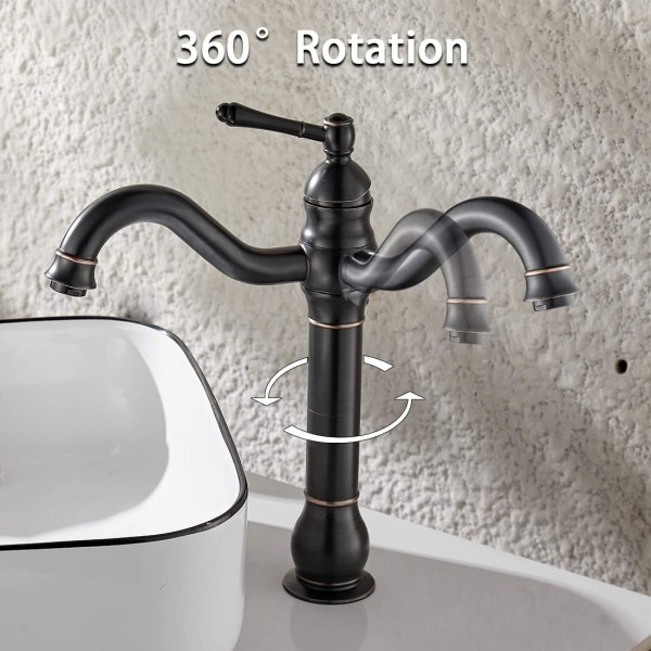 Hög badrumsblandare 360° vridbar tvättställsblandare，Retro Classic