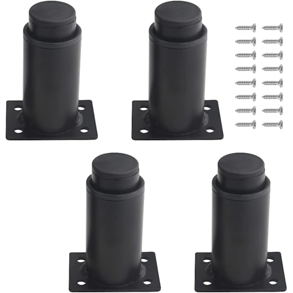 Sats med 4 justerbara möbelben i kraftig metall för bord, säng, soffa (8-12 cm, svart)