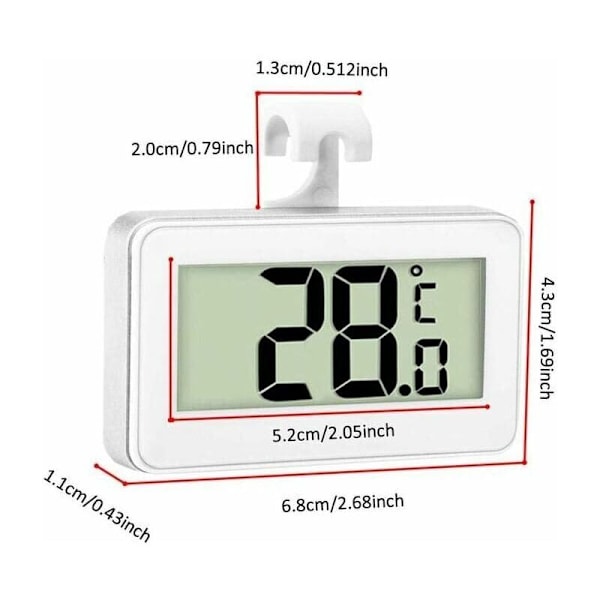 3X Kylskåpstermometer Digital Frystermometer Kyltermometer Rum Vattentät Frystermometer med LCD-display med Krok för Temperatur