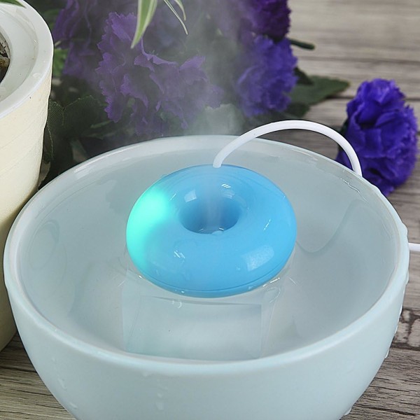 Blue Portable Mini USB Humidifier Donut Shape Atomization Air Humidifier for Car, Travel, Home, Offices