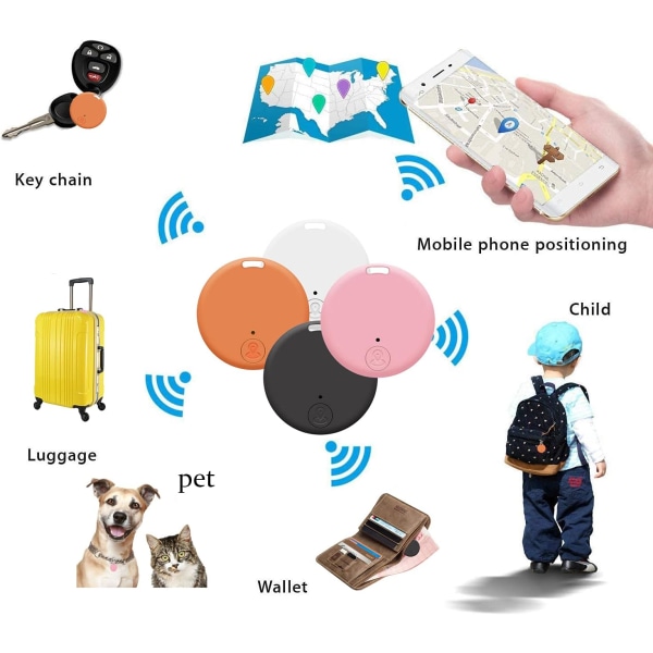 4 st trådlösa sökare, nyckelsökare, anti-förlust, telefon, larm, nyckelsökare, ljudlokalisator och spårare för nyckelfinding, kompatibel med iOS och An
