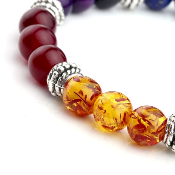 7 Chakras Natural Crystal Gemstone Armband, Beaded Lucky Charms