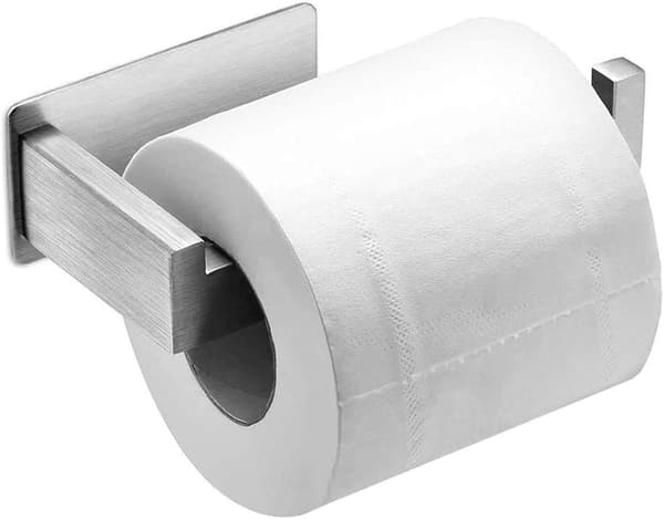 Toiletpapirholder i Rustfrit Stål, Selvklæbende, Ingen Boring, Toiletpapirholder, Toiletpapirholder, Sølv