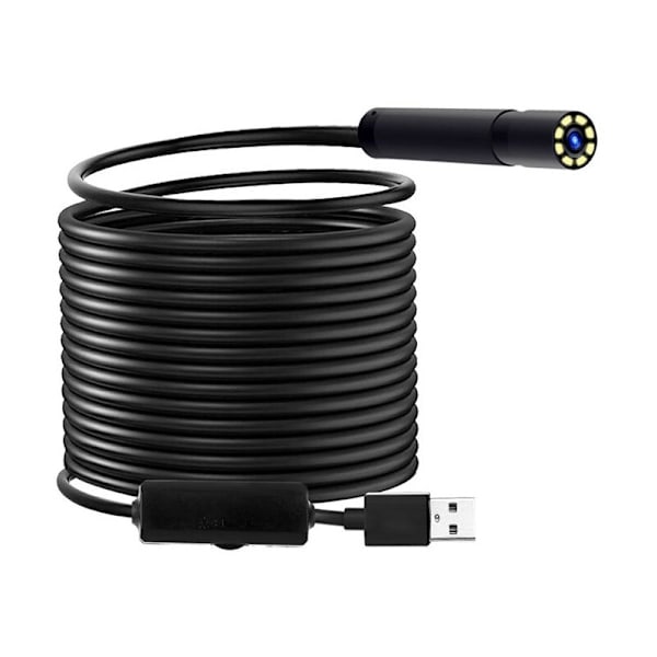 Industrielt endoskopisk inspeksjonskamera med 8 integrerte LED-lys, 8 mm linse, vanntett IP67, USB (2 m stiv ledning)