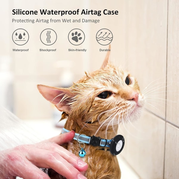 AirTag 2022 2-pack vattentät skyddande katthalsband kompatibel wi