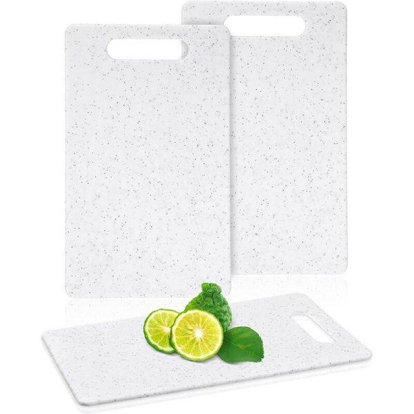 2 stycken små skärbrädor för kök, mini skärbräda i plast, diskmaskinssäker, skärbräda i granitfärg, mat, frukt, grönsaker, pr