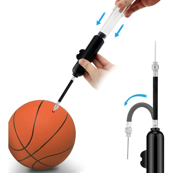 Ballpumpe, dobbeltaksjon oppblåsbar luftpumpe med 1 nåler og 2 dyser for fotball, basketball, volleyball, ballonger, sykler