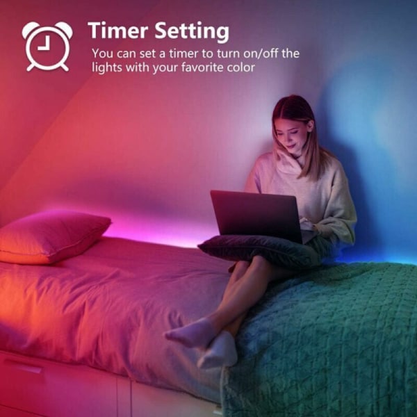 10m LED-slinga (1 x 10m), Flerfärgad LED LED LED LED-remsa, med 44-knappars App, synkronisera med musik, för dekoration, bar, bröllop, fest
