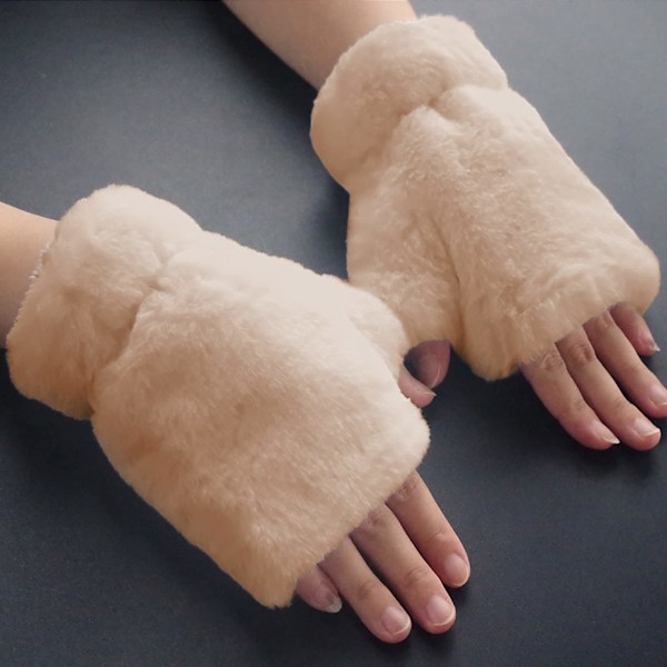Dame Vinter Fingerless Komfortable Pels Varme Halv Finger Handsker Hånd Slid Blød Faux Pels Varme Vinter Kørsel Skrivning Handsker Julegave