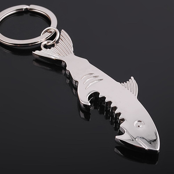 Shark bottle opener, metal keyring, creative keychain pendant, used for decorating wine bottles with hanging keys