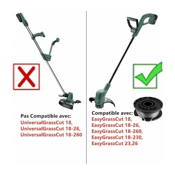 5 kpl F016800569 varalankakeloja Bosch Easygrasscut -pensasleikkuriin, F016800385 ruohonleikkurin varakela yhteensopiva art 23SL ja art 26SL -mallien kanssa (4kpl