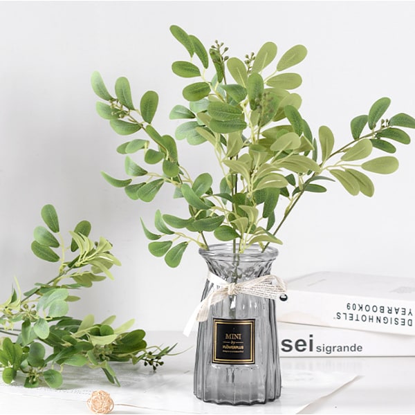 Kunstige blomster og buketter Grønne Jujube blade Simulation Grønne planter Buket 2stk