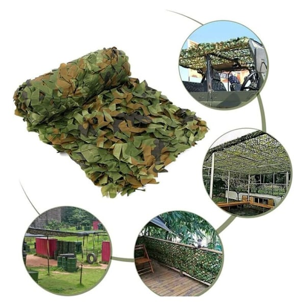 Rektangulært skyggesejl i grønt camouflage mesh, 3x6m, camouflage design