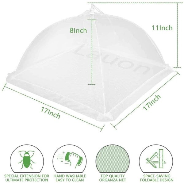 4-pack 17\" stora och robusta popup-matskyddstält i mesh (blå, rosa, lila, gul), återanvändbara, hopfällbara matskydd för utomhusbruk, matskydd