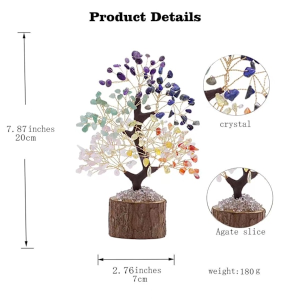 Agat Livets Træ - Positiv Energi Krystaltræ, Feng Shui Dekoration - Ædelsten Penge Bonsai Træ, Held Og Lykke Helbredende Krystaller - Meditationssten