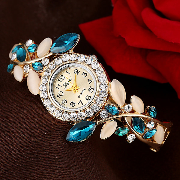 Women's Crystal Quartz Watch Automatic Round Dial Rhinestone Strap Watches Meeting and Dating