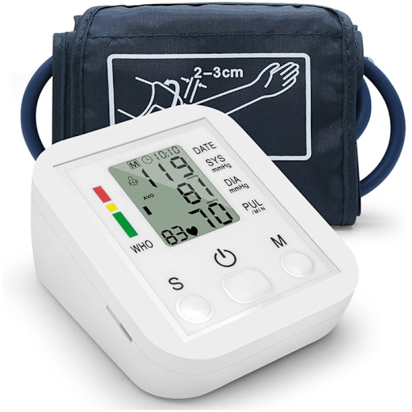 Bärbar och hushållsanvänd tensiometer med manschettarmband, LCD-skärm, exakt mätning
