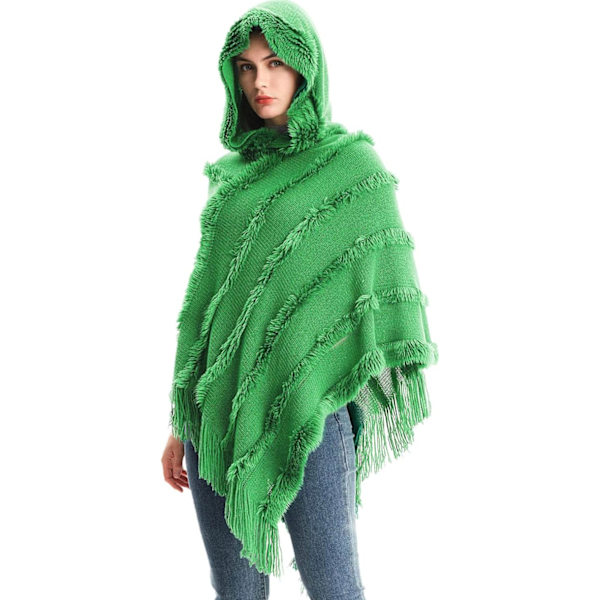Vinterhalsduk Sjal Överdimensionerad Huva Kåpa Dam Elegant Kåpa Halsduk Pullover Lång Stickad Varm Tröja Kåpa(grön)