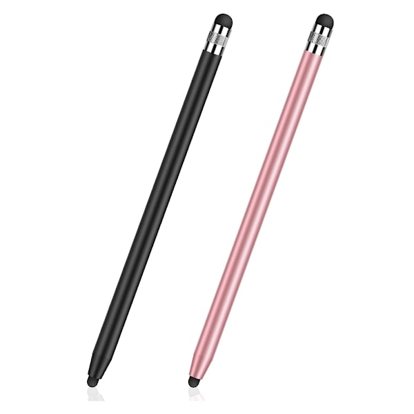 Universal Tablet Stylus (Sort + Rosaguld) til Touch Screen, 2 i 1 Kapacitiv iPad Stylus til iPhone/iPad/Pro/Mini/Air/Samsung/Tablet
