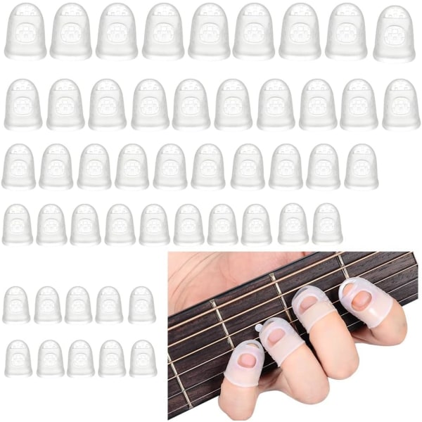 Guitar Fingerbeskytter, 50 stk. Skridsikre Transparente Silikon Fingerbeskyttere til Begyndere, der Spiller Ukulele, Elektrisk Guitar (5 Størrelser)