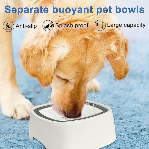 Anti-spild hundeskål, hundeskål til anti-dedation dyr, flydende vandskål, hundeskål til hund, kat, hvalp, 1,5l anti-spild hundeskål