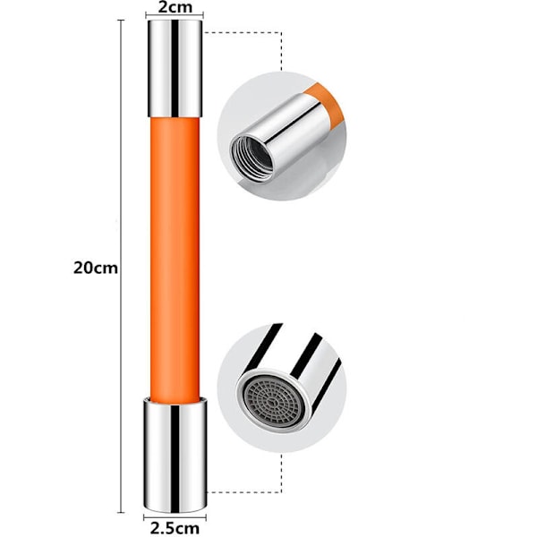 Hanajatkon putki 20cm suihkuletkun jatko pyörivä 360 ° oranssiin kylpyhuoneeseen keittiöön