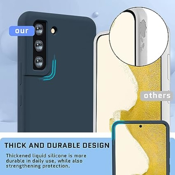 Midnatsblå, silikone cover til Samsung Galaxy S22, tynd, fleksibel, elegant stødsikker beskyttelsescover, høj kvalitet