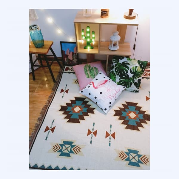 One Piece Etnisk Amerikansk Ternet Sofatæppe Strikket Fuld Tæppe Sukker Jacquard Sofatæppe -90*90cm
