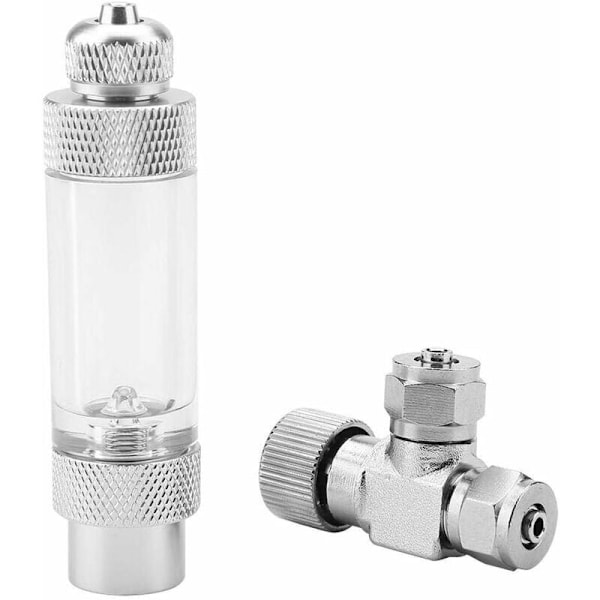 Akvarium Tank Nåleventil for Akvariumsystem Co2 Regulator (Dobbelthode Finjusteringsventil + Tilbakeslagsbobleteller, 4)